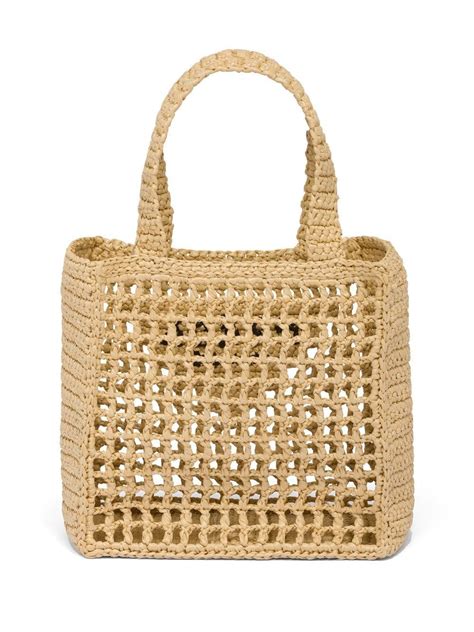 prada woven raffia tote|Prada raffia tote small.